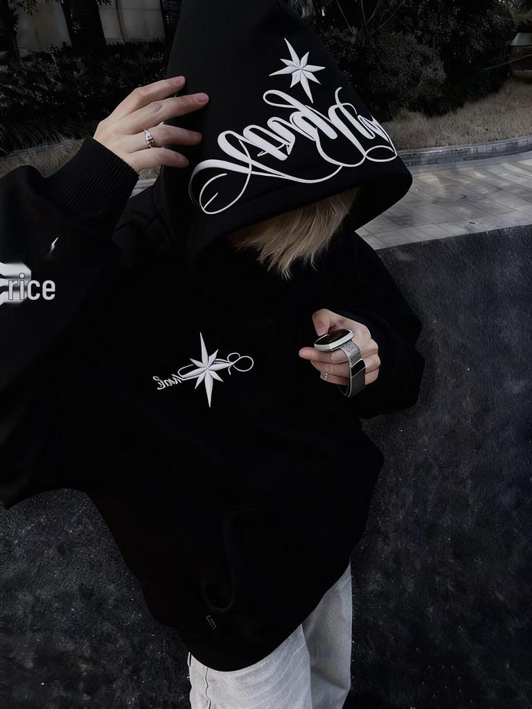 Unisex American Trendy Brand Thick Embroidered Hoodie for Autumn/Winter