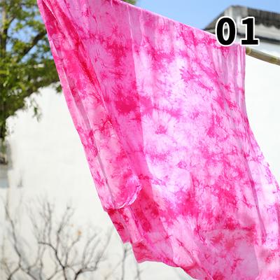 Tkanina Tie-Dye 50x145cm na Letnią Sukienkę Zasłony Obrus Wiskoza Materiał do Szycia Zasłona Materiał DIY Welon Jedwabne Akcesoria do Tańca Brzucha Nowość
