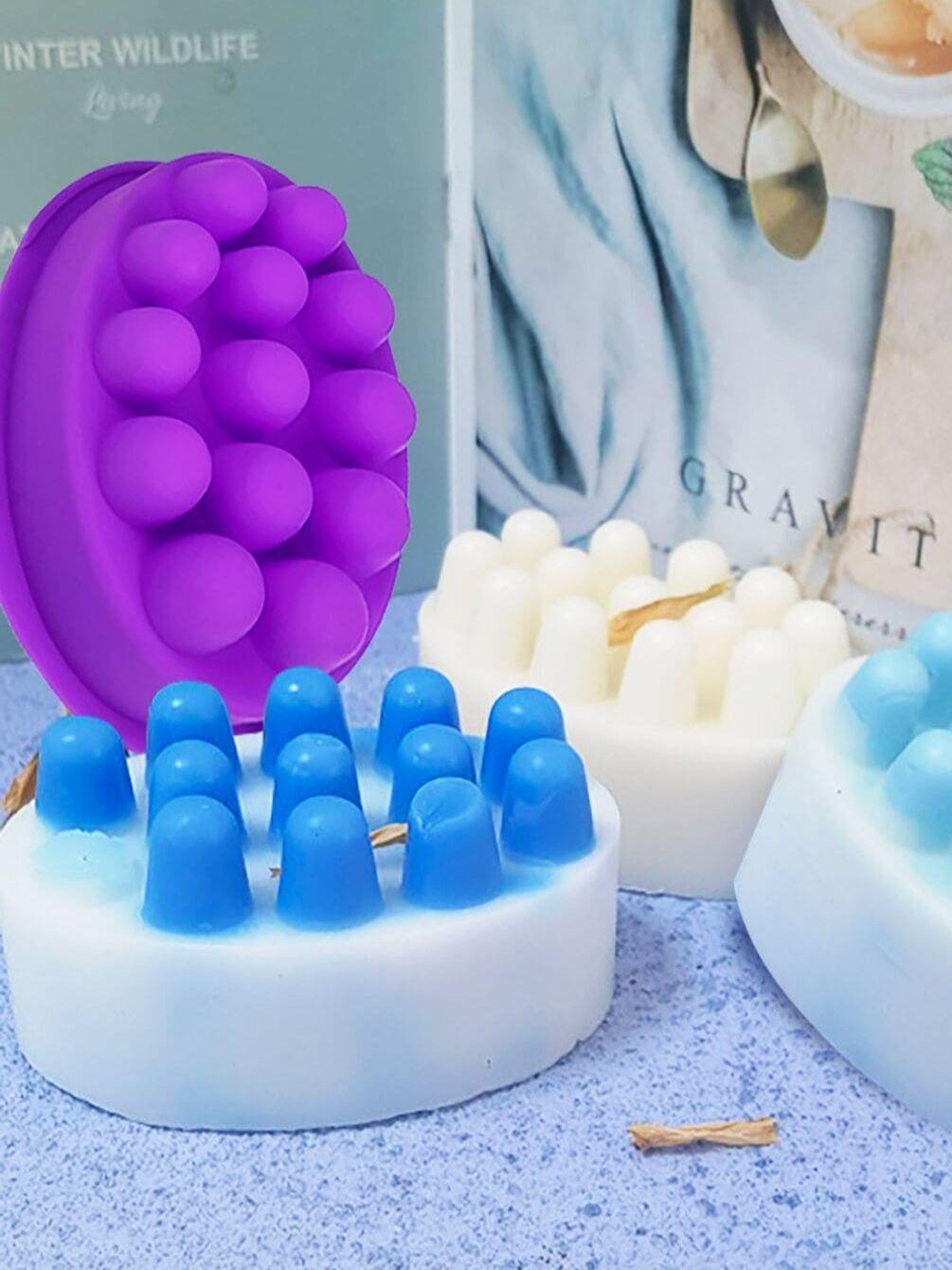 

1 шт.-3D Форма для мыла из силикона ручной работы, Инструменты для изготовления массажной мыльной плитки фиолетовый