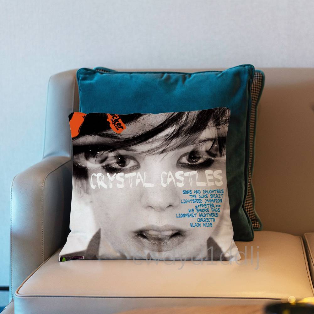 CCrystal Castles Band Amnesty Cushion Cover Pillow Cover Decor Pillowcase Printed Cushion Case For Couch
