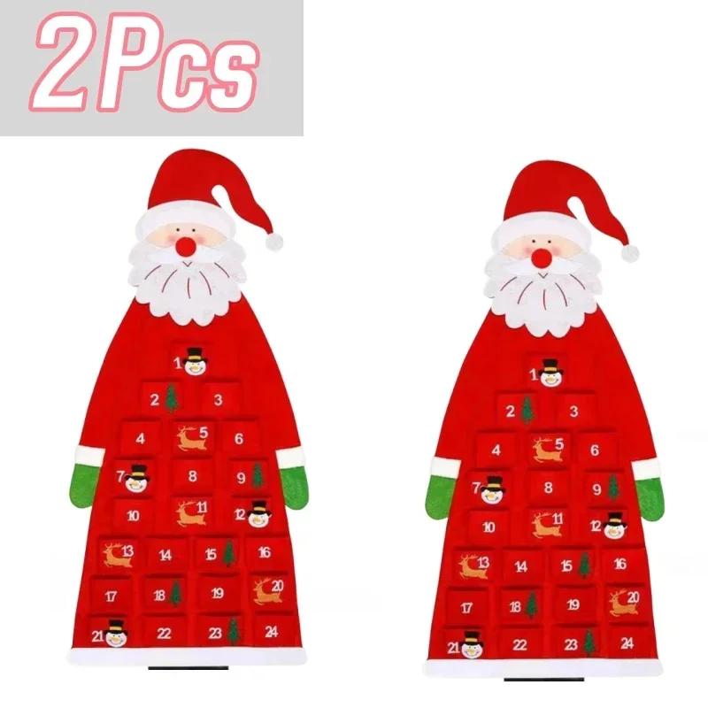 24 Day Advent Calendar Santa Felt Pendant for Christmas Decoration Pendant Countdown  Holiday Wall Calendar Home Decoration