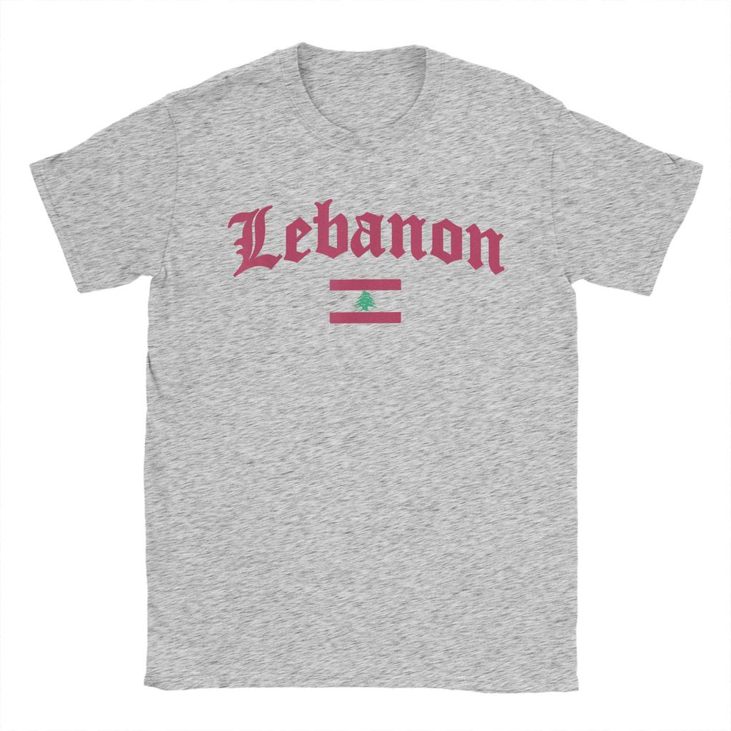 Men Lebanese Flag of Lebanon T Shirts Pure Cotton Tops Funny Short Sleeve Round Collar Tees Plus Size T-Shirts