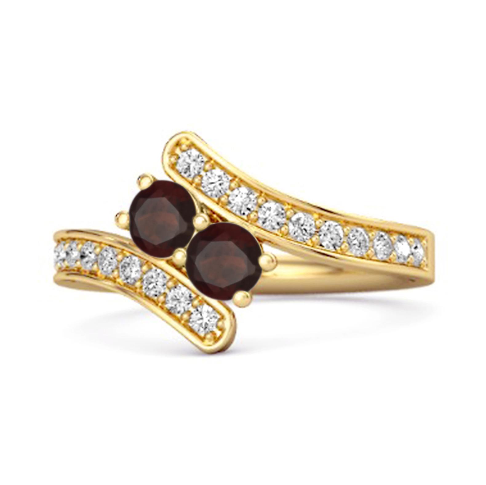 Garnet Twin Stone pave Bypass Ring - 925 Sterling Silver Gold Vermeil 11.5 жёлтый