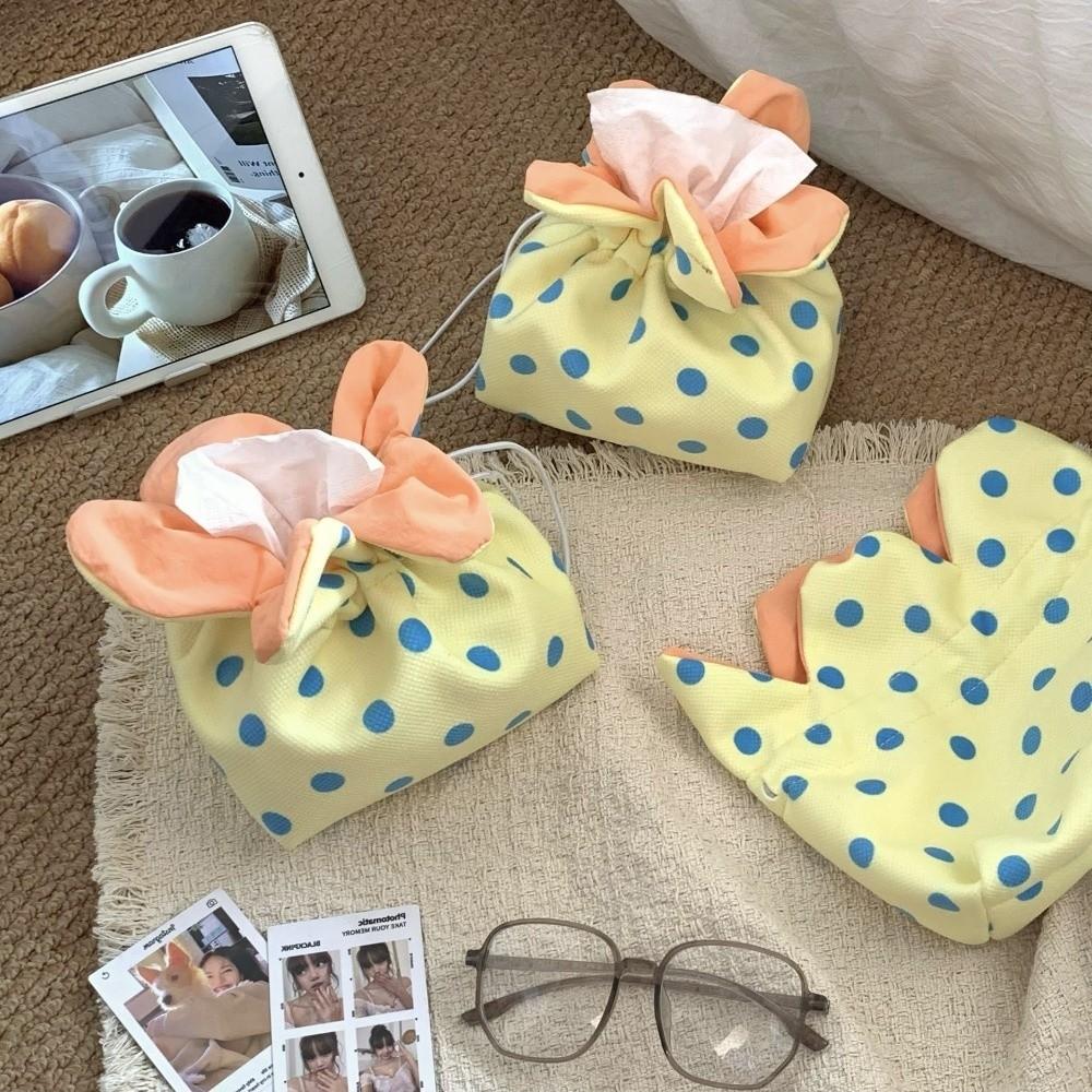 Multipurpose Flower Tissue Box Lightweight Tissue Storage Bag Cute Drawstring Tissue Box Dormitory