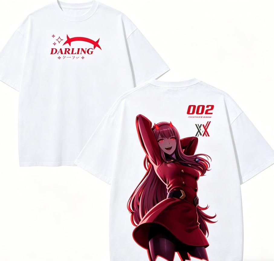 

DARLING in the FRANXX Zero Two Anime Lover T shirt Year round clothing personality Clothes Plus Size Unisex New Model Couples high quality soft XXXL