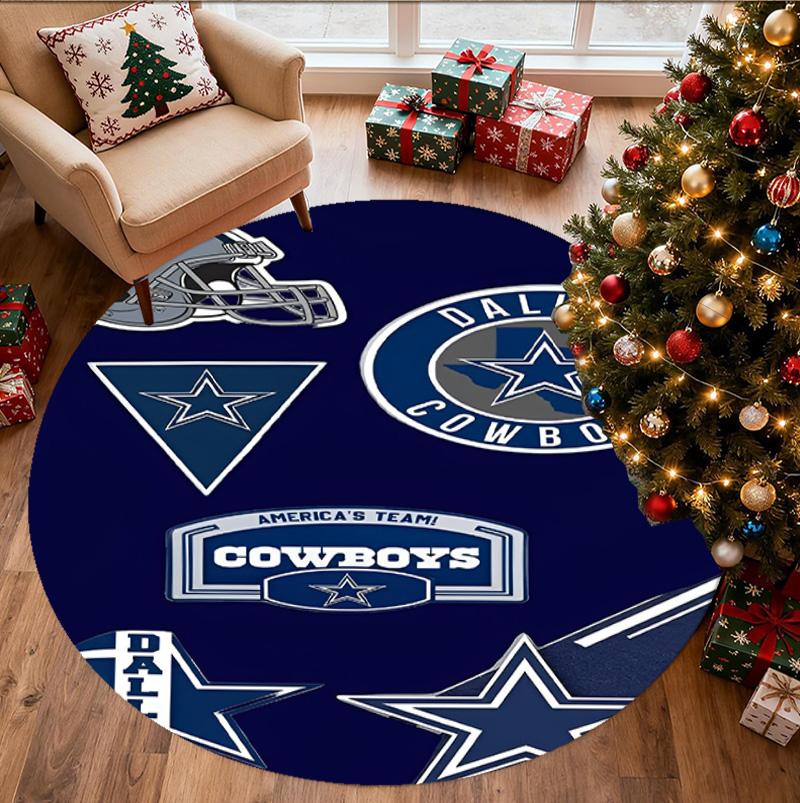 Dallas Cowboys Pattern Round Rug, Indoor/Outdoor Mat, for Picnic, Gameroom, Bedroom, Office, Living Room, Home Decor Carpet, Birthday Gift