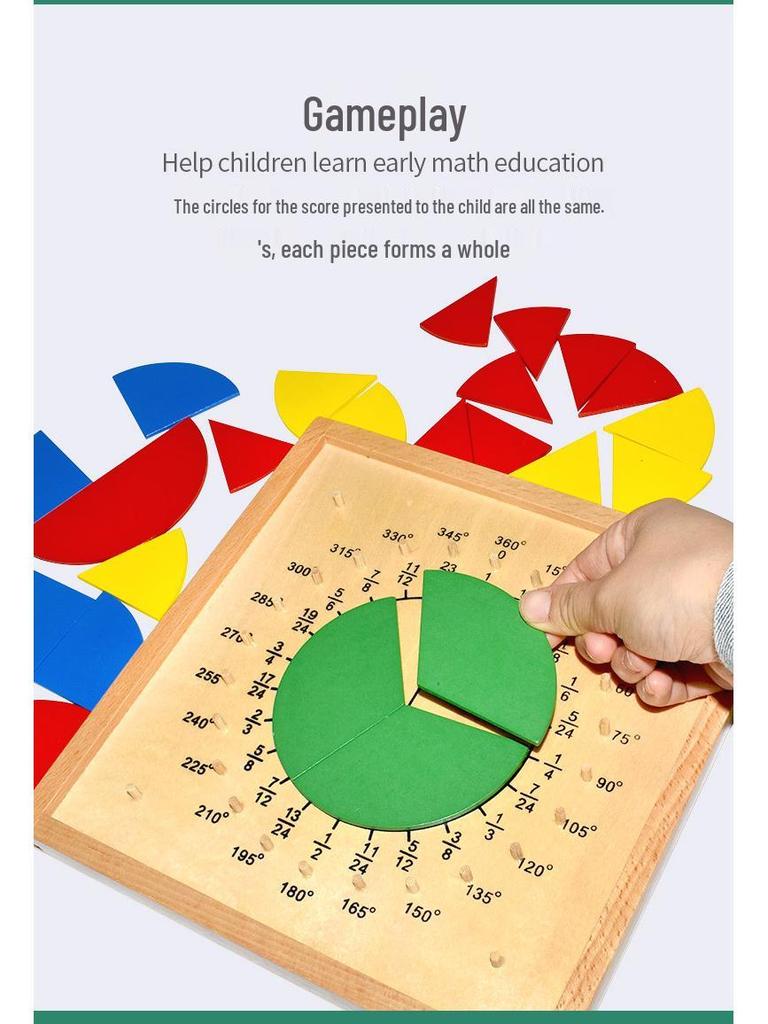 Montessori Math Fraction Puzzle Board for Early Education Kids