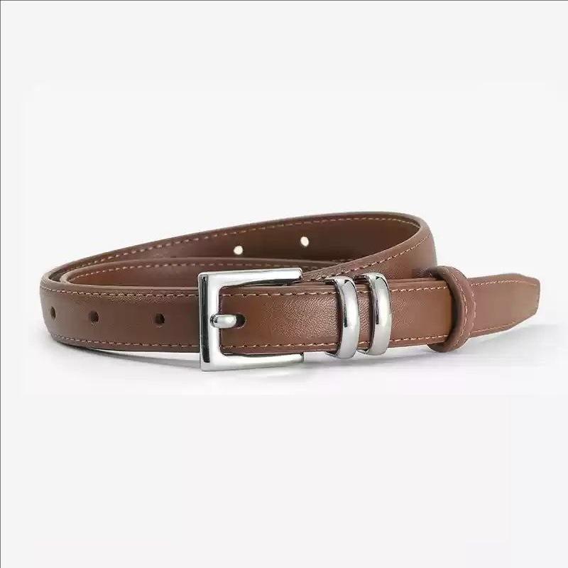 Women'S Leather Belt Design Sense Niche Trend Personalized Thin Belt High-End Belt
