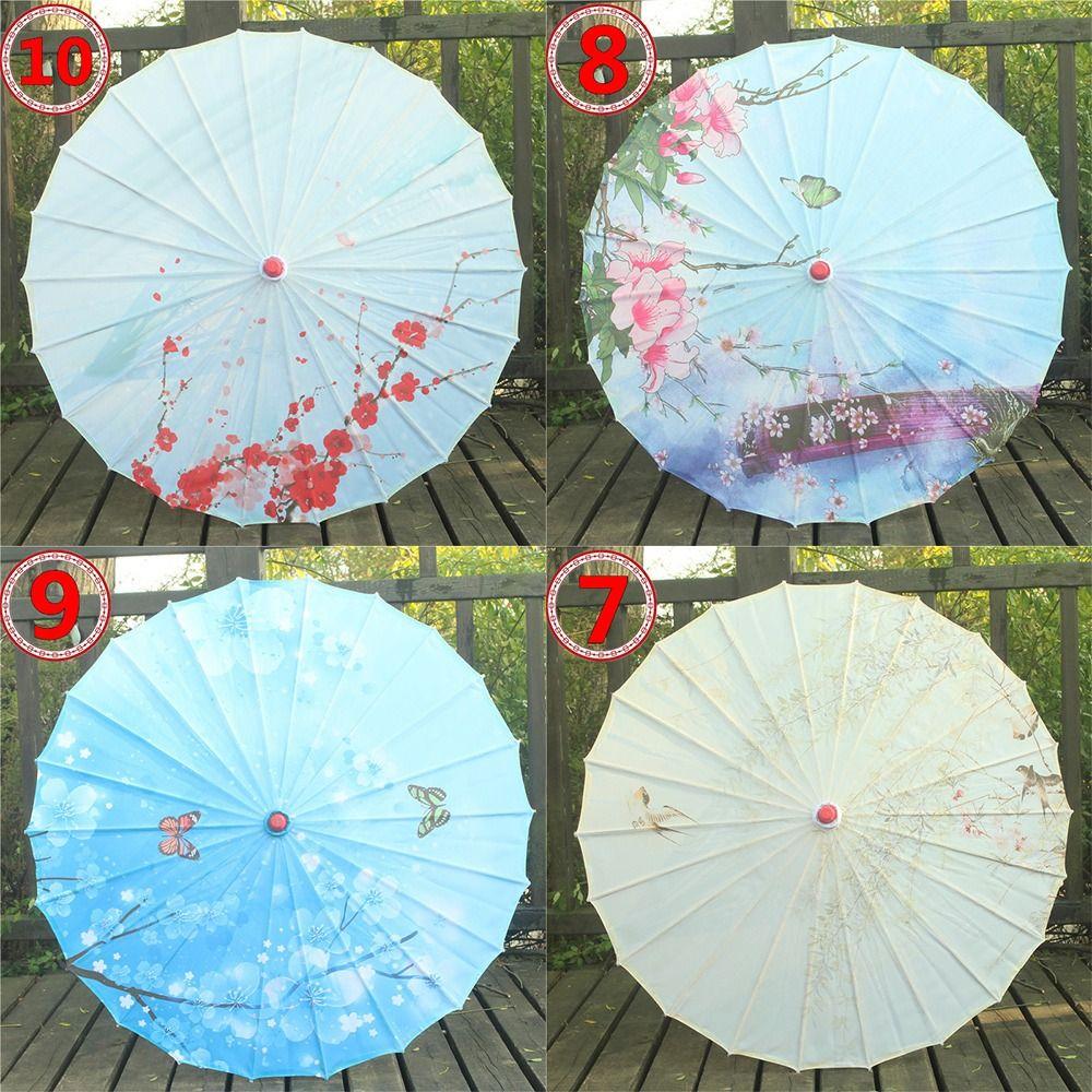 Printed Silk Oiled Paper Umbrella Tassel Design Silk Fabric Umbrella Bridesmaids Party