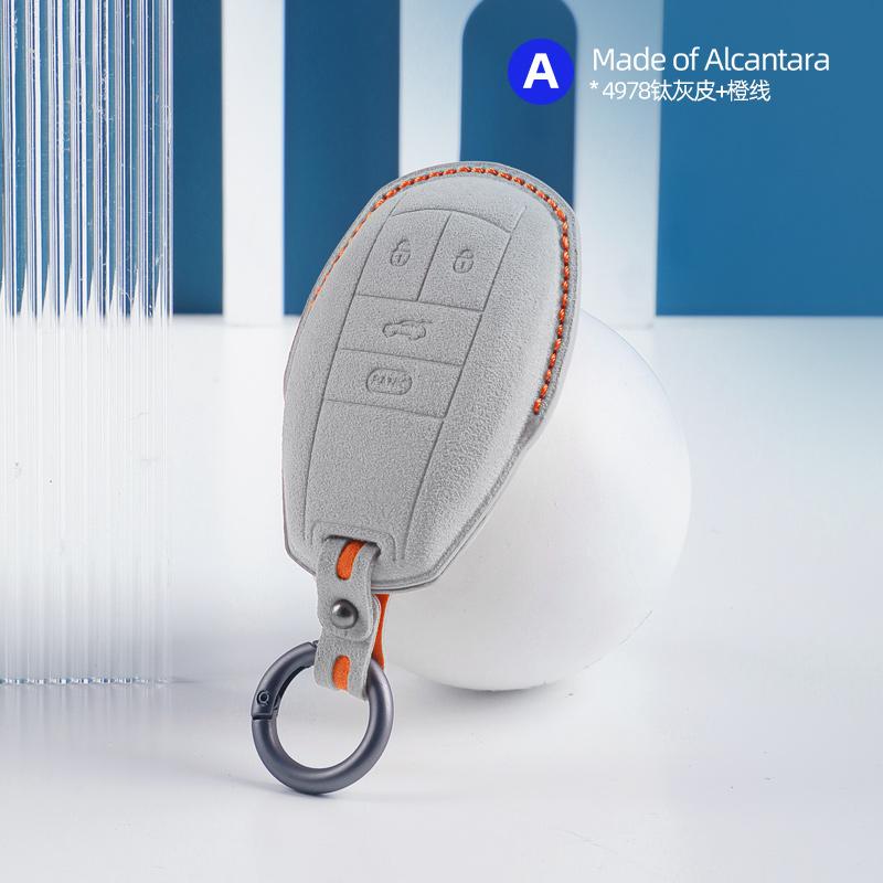 Alcantara Suede Car Key Fob Cover For Bentley Bentayga Continental Flying Spur Mulsanne Key Case Key Chains Ring Car Accessories