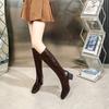 High Heel Women's Boots Boots Women's 2025 New Winter Knight Boots Thick Heel Square Head Brown Over Knee Boots