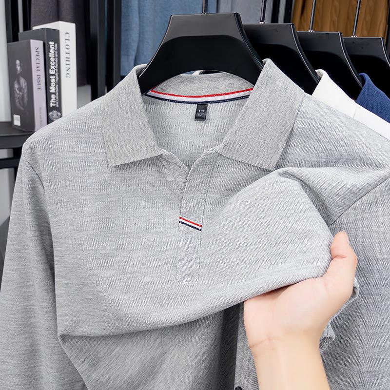 2026 Spring/Autumn Men's Long-Sleeve POLO with Scissor Collar - Light Luxury Embroidered Shirt.