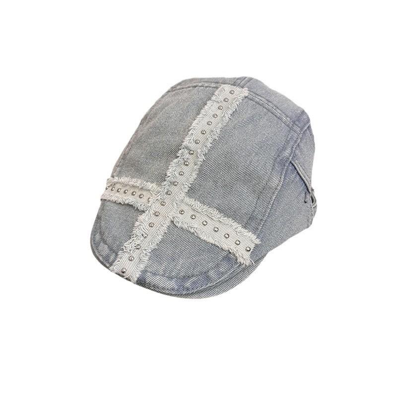 Retro Streetwear Punk Style Denim Baseball Cap For Fall Winter Seasonal Wear