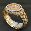 Fashion Iced Out Watch For Mens Luxury Date Week Gold Wristwatch Hip Hop Diamond Quartz Clocks