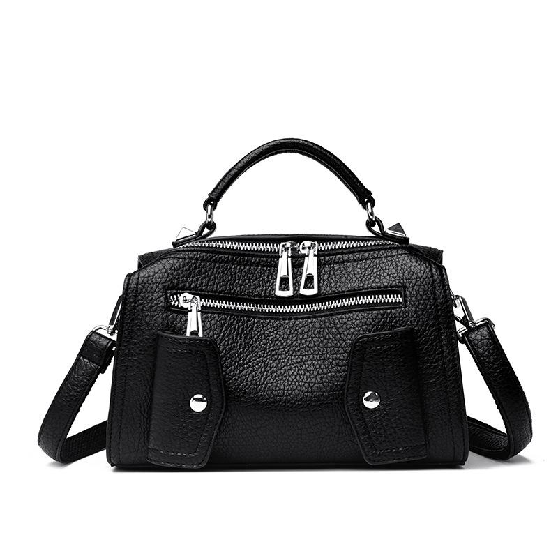 

Women s bag new portable fashion lychee pattern commuter shoulder bag trend large capacity messenger bag чёрный