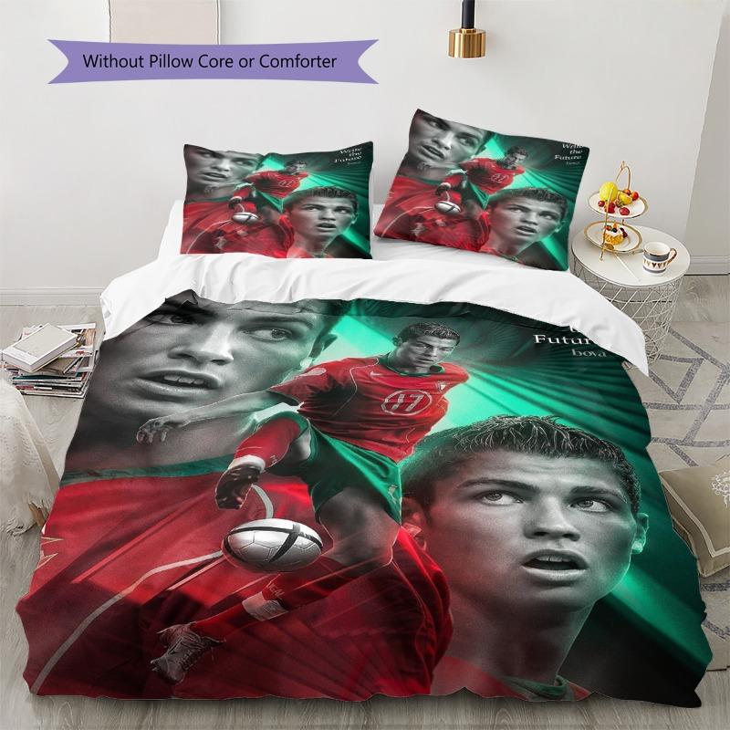 Soccer Star Player Poster Art Print 3‑Pieces Duvet Cover Set Sport Fan Bedding Bedroom Home Decor Without Pillow Core Comforter