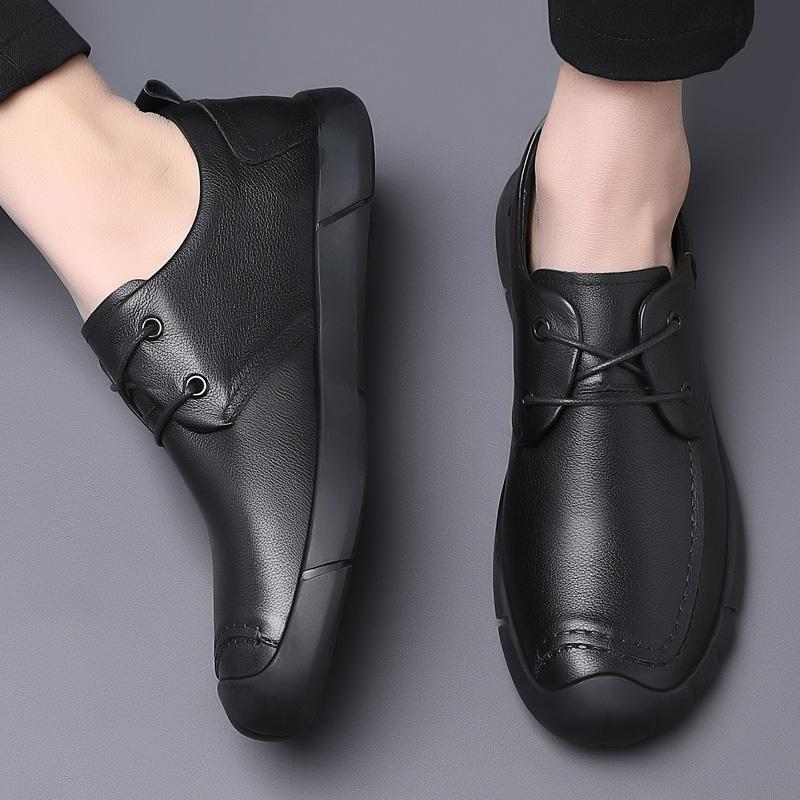 Fashion Genuine leather men's leather shoes Classic and versatile Black Outdoor leisure business party Daily office quality shoes