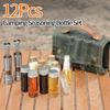 12pcs Portable Camping Seasoning Bottle Set Spices Bottle Kit Storage Bag BBQ Spice Bottle Condiment Jar for Outdoor Picnic