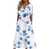 Ladies Casual Fashion Temperament Elegant Waist Patchwork Floral Print Long Dress