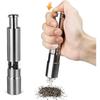 Salt and Pepper Grinder,Stainless Steel Push Button Grinder Modern Design Thumb Grinder, for Black Pepper, Sea Salt and Himalayan Salt, Spice and Salt