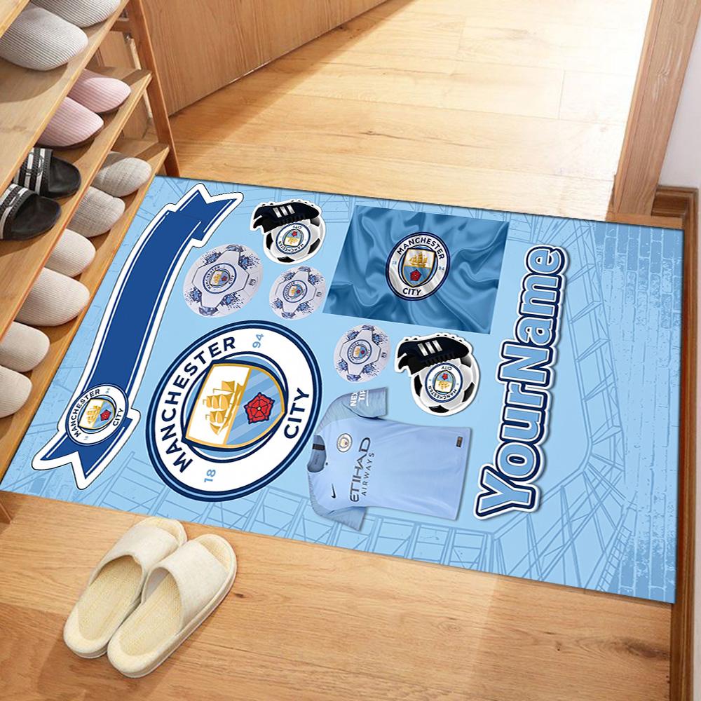 Manchester City Customize Your Name Carpet Perfect for Outdoor Kitchen Entryway Foyer Antislip Carpet Anime Office Decor Best for Christmas