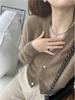 2025 Women's Autumn/Winter Wool V-Neck Cardigan - Solid Color, Versatile Knit Sweater, Loose-Fit Outerwear
