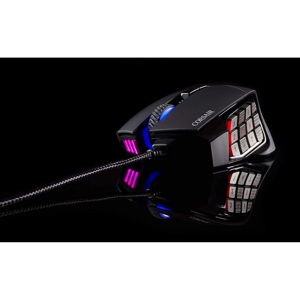 Corsair SCIMITAR RGB ELITE USB Gaming Mouse, Multi-Button, RGB Lighting, CH-9304211-AP MS431, Black/White
