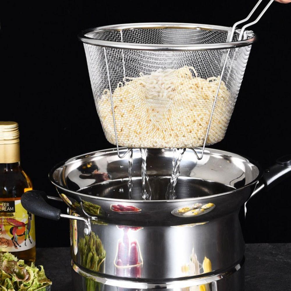 with Frying Basket and Steamer Pasta Pot Visible Lid Stockpot Multifunctional Deep Fryer Pot  Soup
