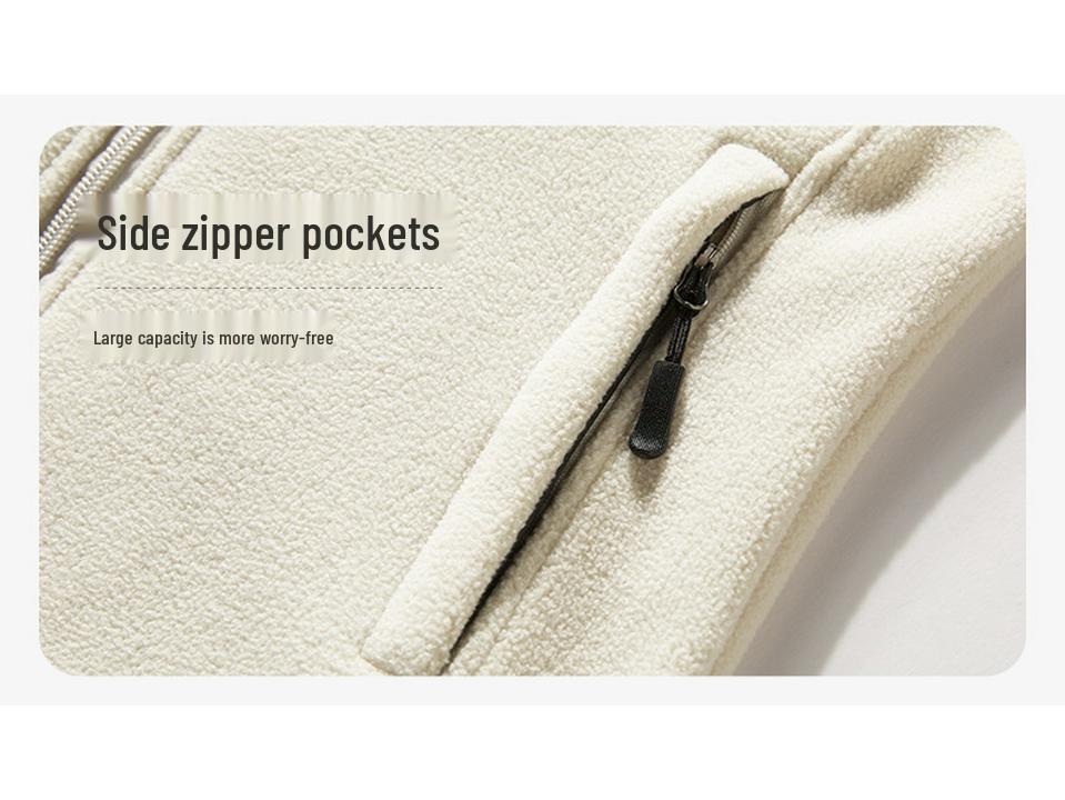 Men's Plus Size Versatile Winter Fleece Jacket with Stand-Up Collar and Windproof Design