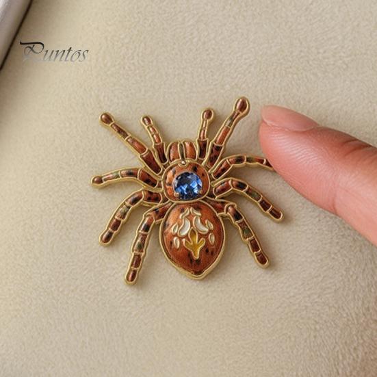 Unique Party Jewelry Gothic Spider Brooch Pin, Colorful Rhinestones Decor, Retro Decorative Pins for Jackets Alloy Lapel Pin And Backpacks Style Metal