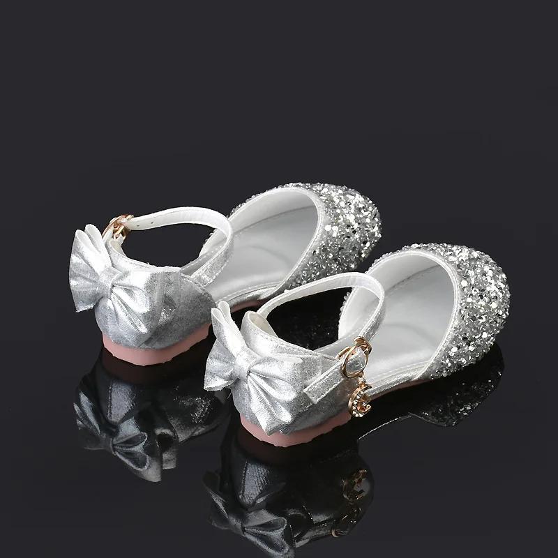 Toddler Girls Sandals Sequins Versatile Children Princess Causal Wedding Single Shoes Fashion Bowknot Kids Dress Single Shoes
