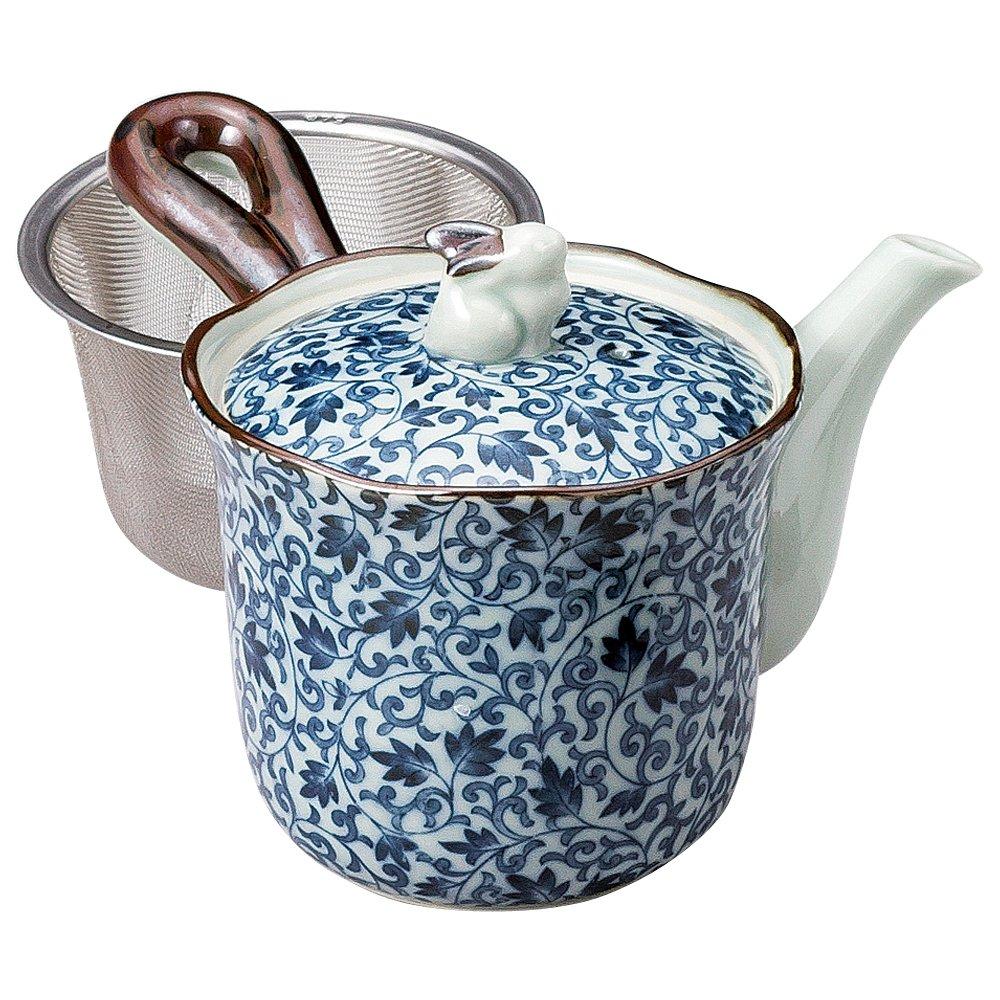 

Yamashita Kogei Porcelain Teapot, 14 x 10 x 10.5 cm (310 cc), Antique Dyed Vine Arabesque Design, Medium Size, 15028730