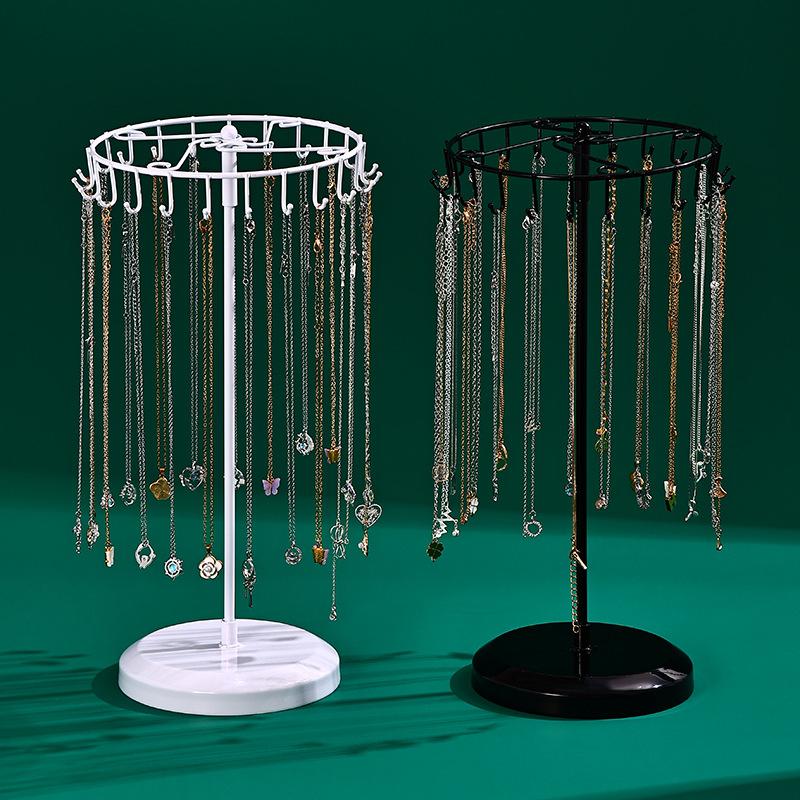 Rotate Jewelry Displays Rack Necklace Jewellery Showcase Stand Household Trinket Storage Shelf Multiple Necklace Display Holder
