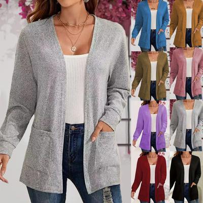 Elegant Pocket Long Sleeve Knitted Cardigan - 2025 Autumn Collection