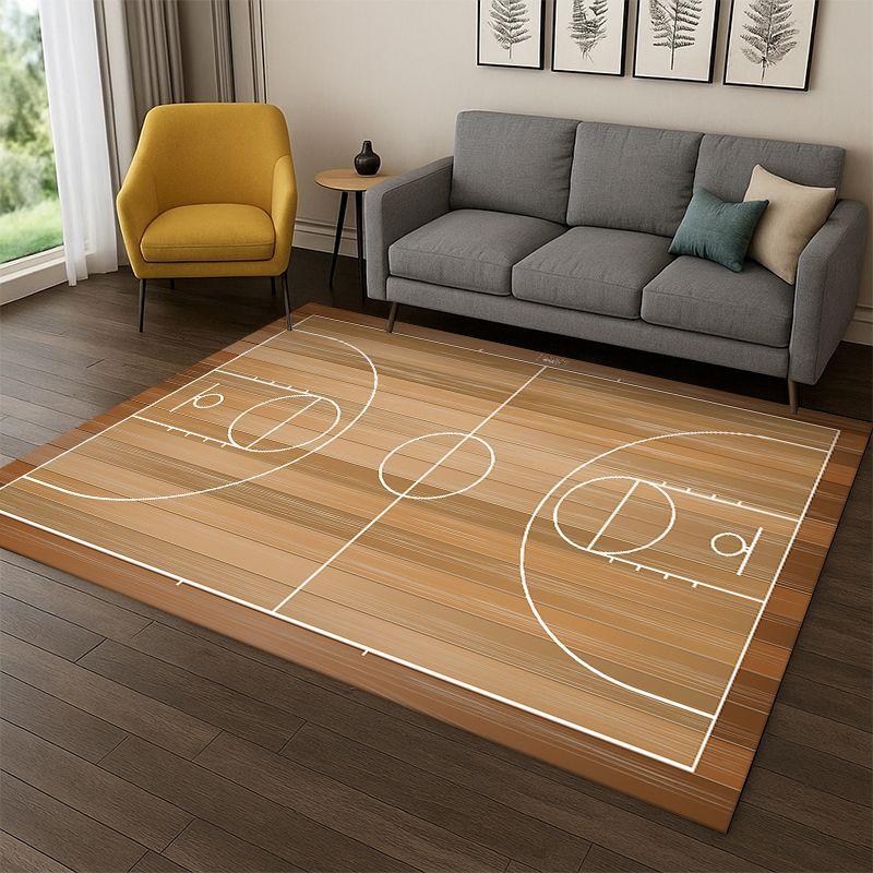 Retro Basketball Court Cartoon Sports Carpet Rug for Bedroom Living Room Sofa Playroom Doormat Home Decor,Kid Area Rug Non-slip
