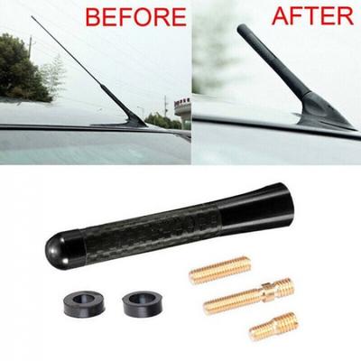 Car Carbon Fiber+Black Screw Radio Short Antenna W/ Screws Kit Accessories 8cm