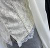 Women's Slim Lace Square Neck Top with Chest Pads - Long Sleeve, Spring/Autumn