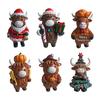 Christmas Highland Cattle Statue Thanksgiving Day Pumpkin Highland Cow Figurine Sculpture Home Office Desktop Decoration Ornament