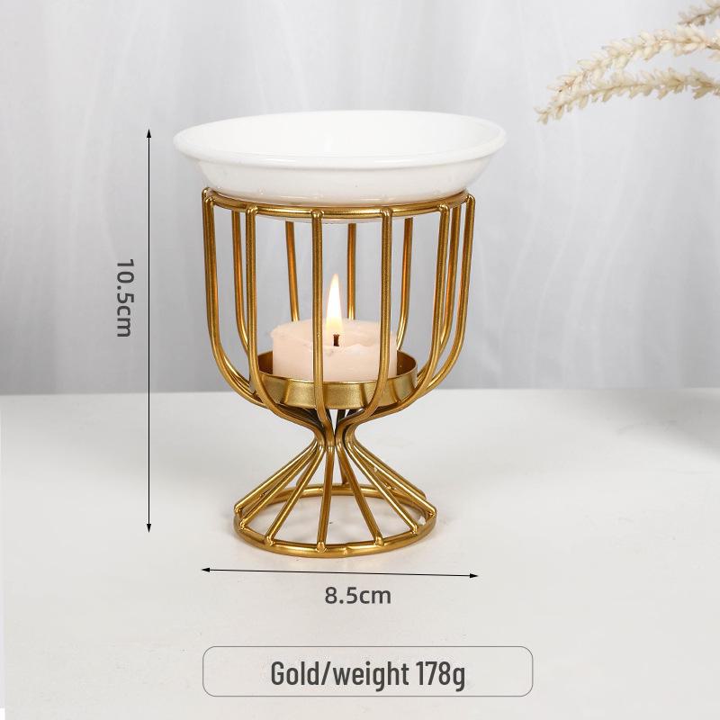 Lampă de aromaterapie transfrontalieră din fier și ceramică: Arzător de uleiuri esențiale și suport de tămâie pentru sfeșnic de birou.