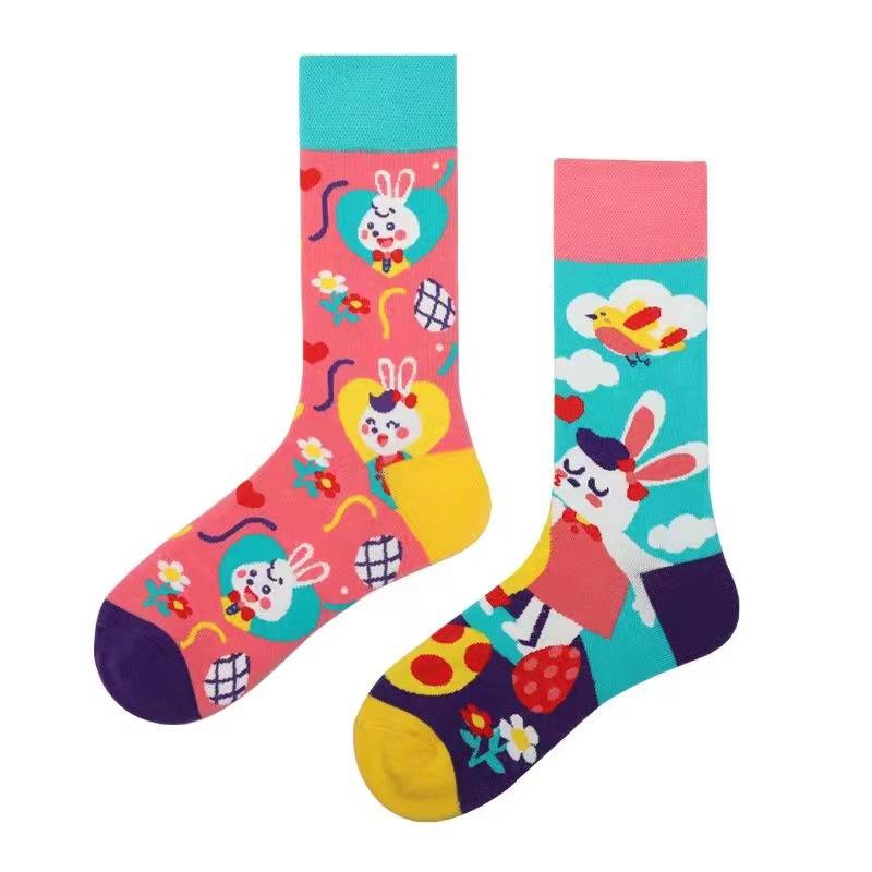 Mandarin Duck Men's and Women's Socks Original AB Trendy Socks Medium High Tube Socks Flower Fruit Animal Cartoon Cotton Socks