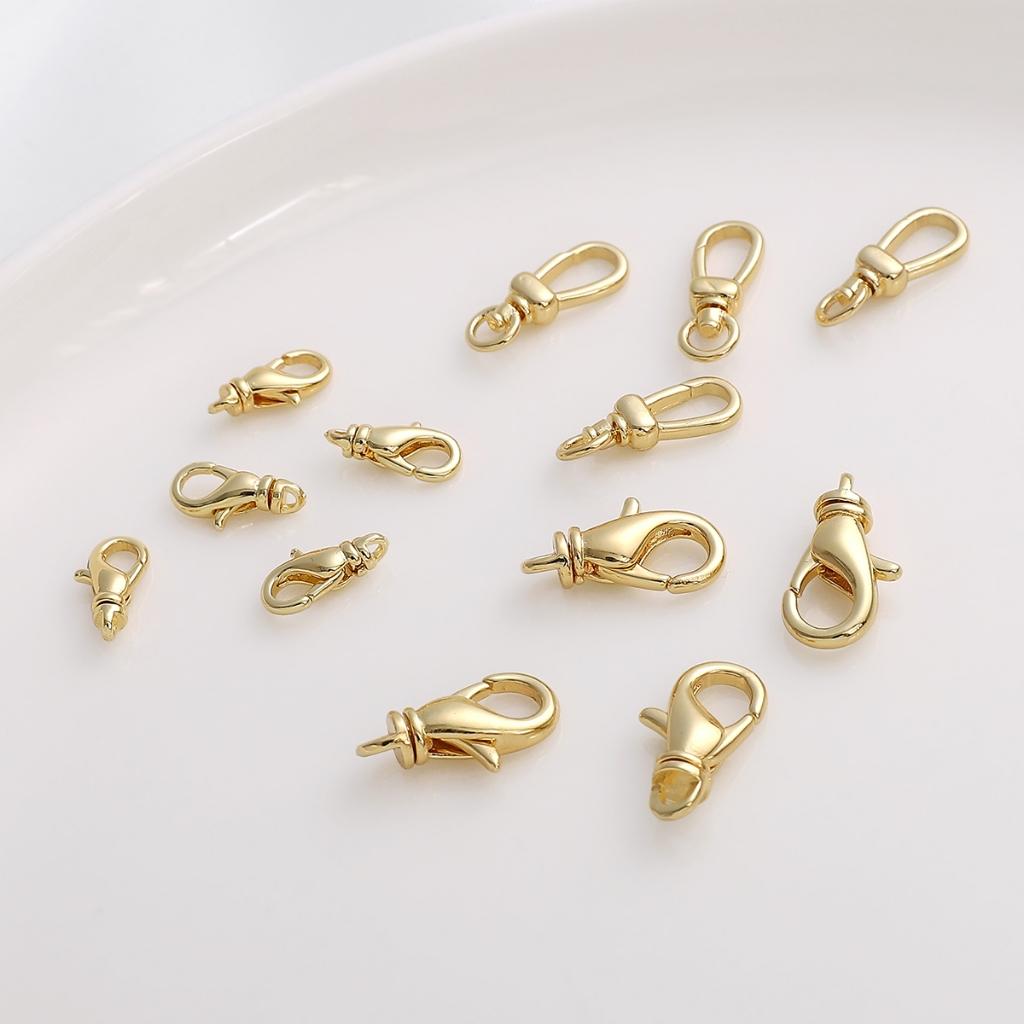 1pc/Bag 18K Gold Plated Metal Lobster Clasp Universal Rotating Lobster Clasp For DIY Bracelet Necklace Making Jewelry Findings Accessories