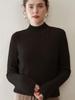 Women's Thick Cable Knit Cashmere Sweater - Half-High Neck, Long Sleeve, Solid Color Loose Fit for Fall and Winter Layering.