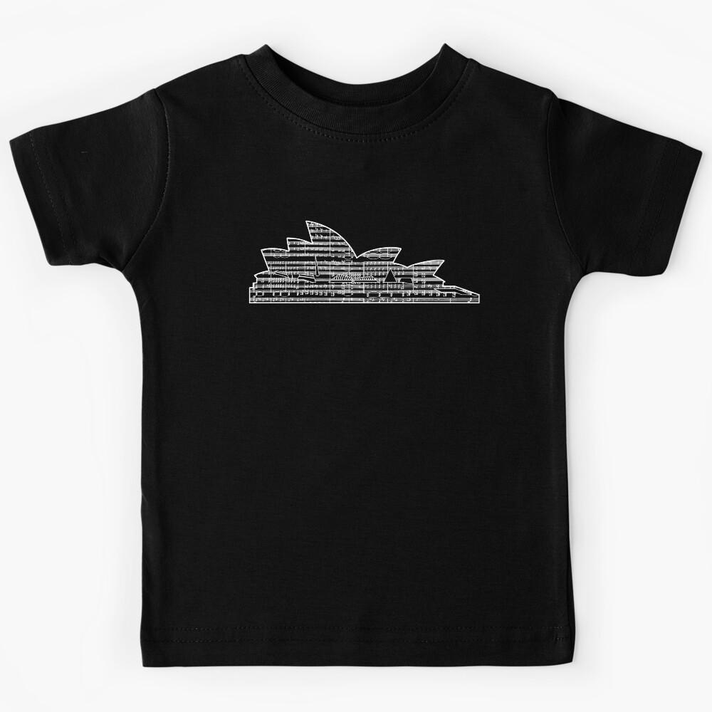 Sydney Opera House Outline with Musical Notes Kids T-Shirt 120