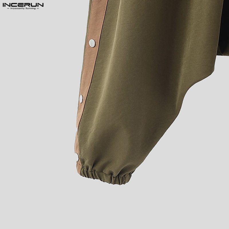 INCERUN Men Elastic Waist Casual Long Drop-crotch Pants Side Rivet Trousers