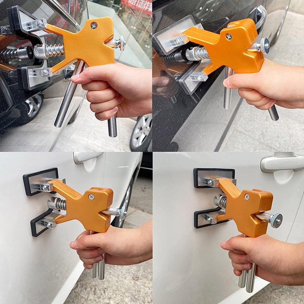 Auto Dellenreparatur Blechwerkzeug Auto Einstellbare Breite + T Dellen Ausbeulwerkzeug Gleithammer Rückschlaghammer Klebe-Set Autozubehör