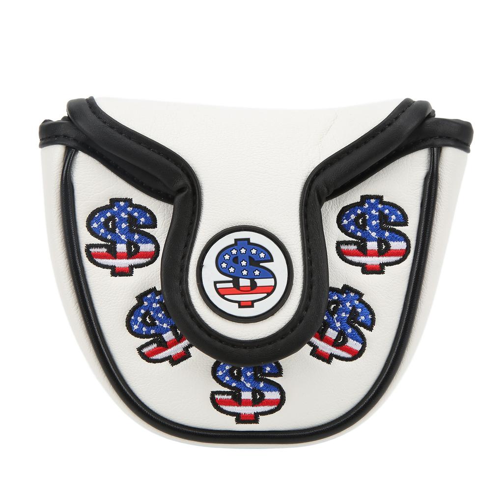 Golf Putter Head Covers PU Leather Waterproof Golf Club Headcover Protector with Magnetic ClosureWhite