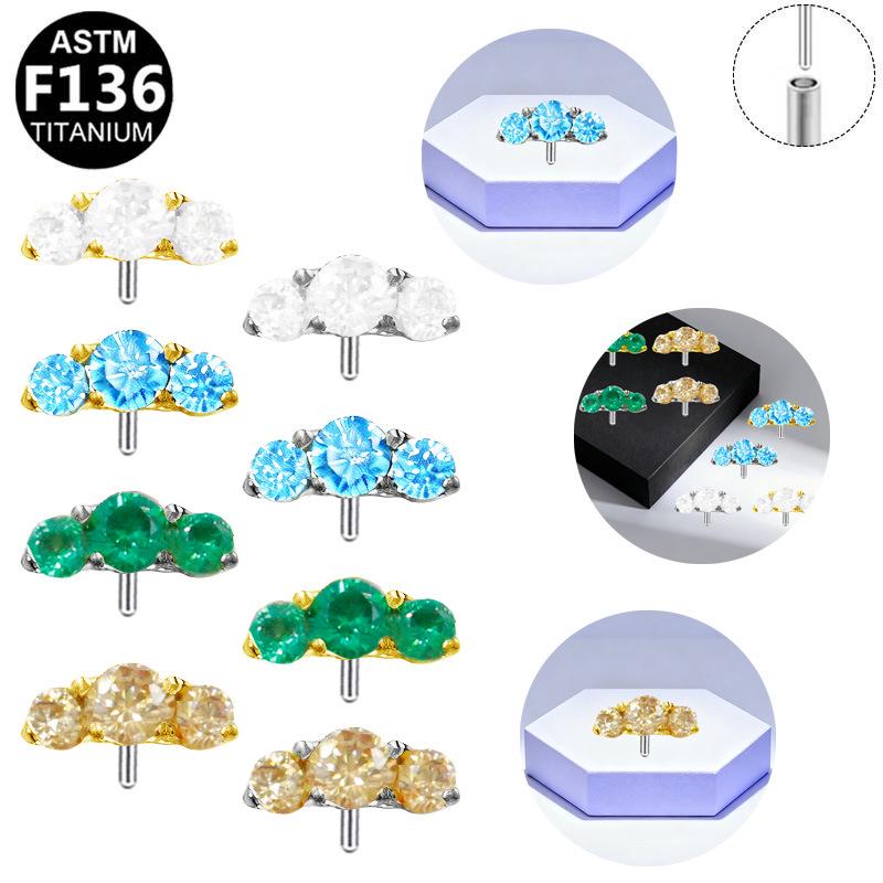 G23 Titanium Alloy Fashionable Medical Grade Piercing Jewelry with Simple Round Zircon Head