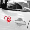 Car Heart Decal, Auto Waterproof Dog Paw Decoration, Reflective Love Paw Print Car Sticker,