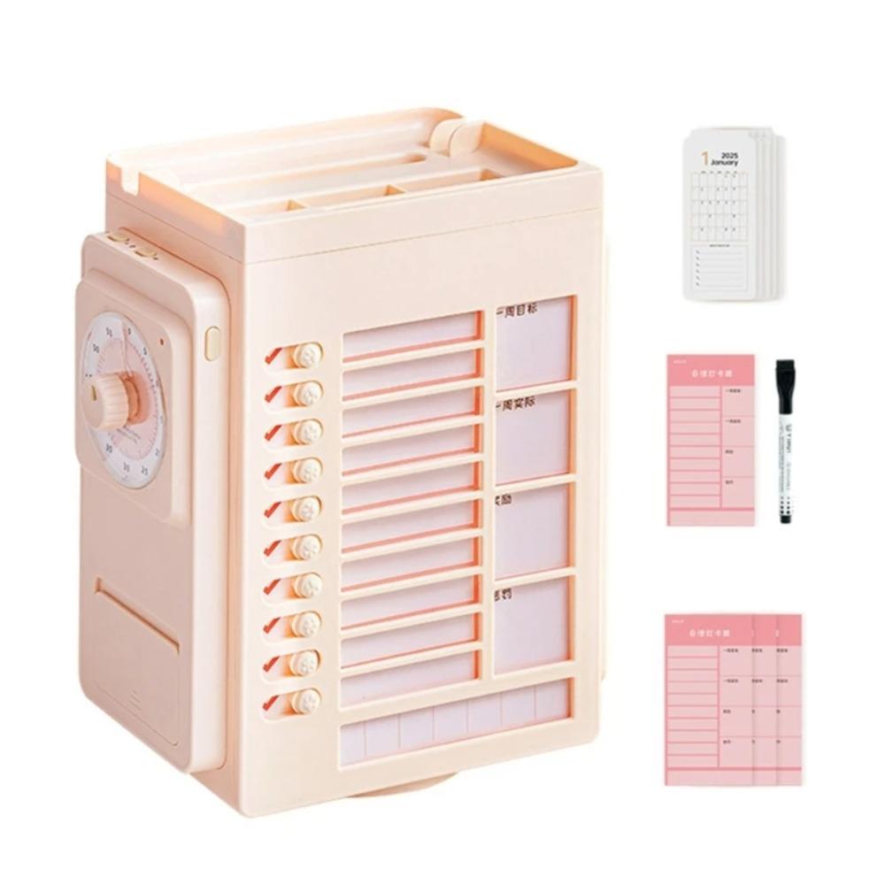 

Rotating Pencil Holder Good Habit Punch Card Convenient Self-discipline Punch Card Stationery розовый