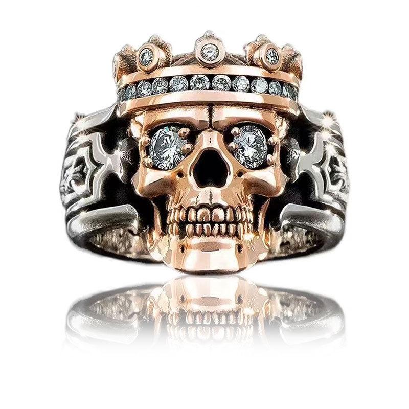 Totem pattern zircon rings Men's punk dark tide cool European and American style rings are popular vintage accessories